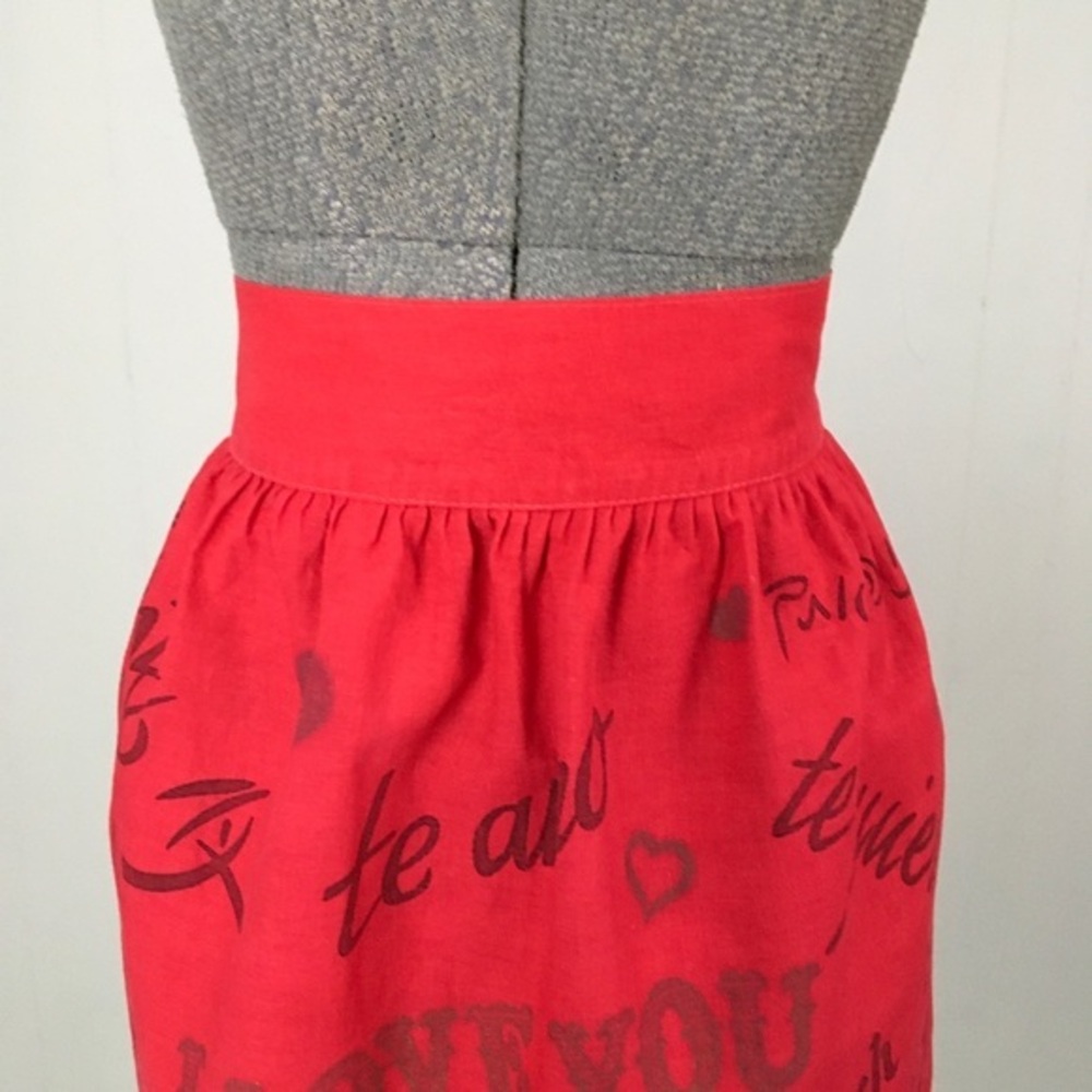 Vintage Red Black Half Apron I Love You Graphics Different Languages